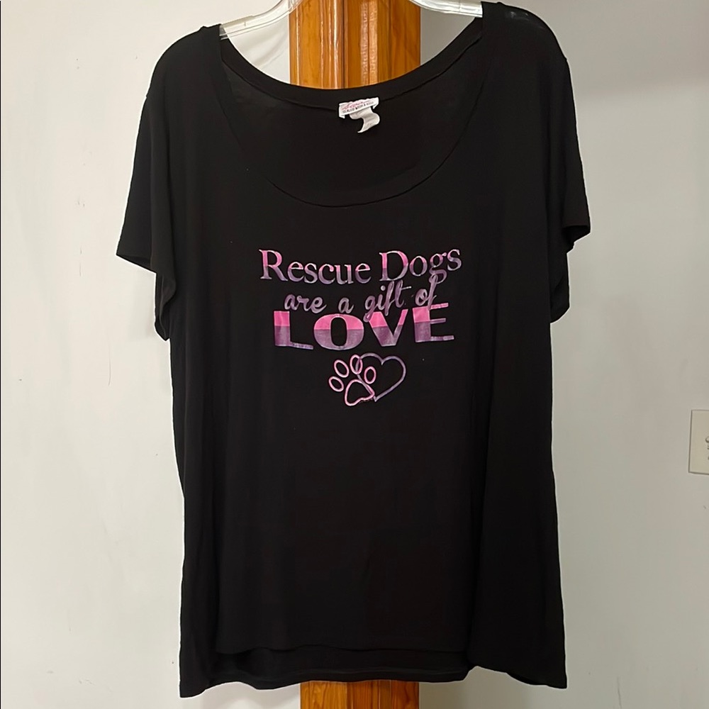 SWAK PLUS SIZED BLACK TEE WITH PINK ACCENTS